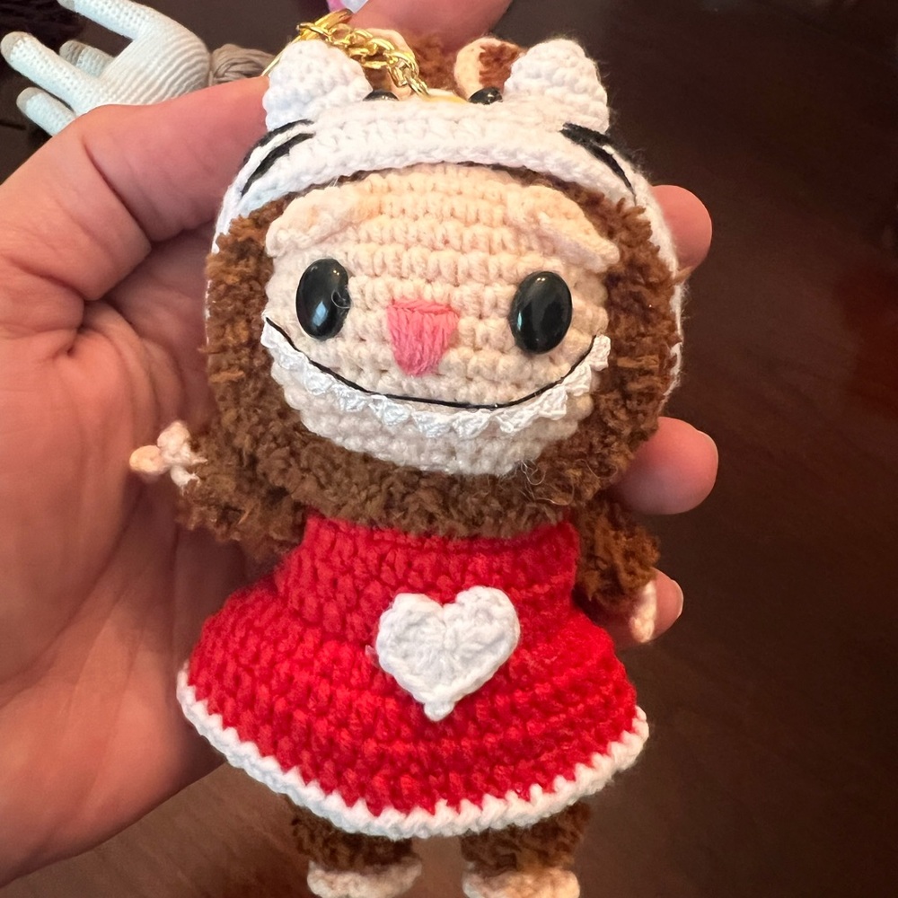 Handmade Crochet Amigurumi  Labubu Hello Kitty  Keychain
